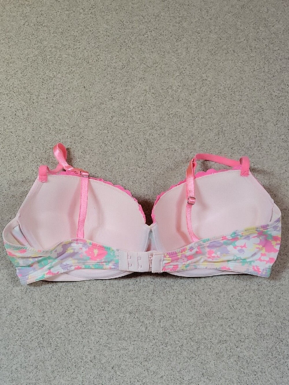 Candie's Pink Lace Floral Push-Up Bra Size 38C Underwire Nylon Spandex - Picture 7 of 8